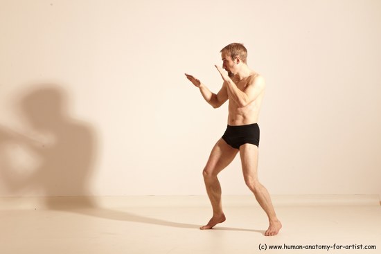 Underwear Martial art Man White Moving poses Athletic Short Blond Dynamic poses Academic