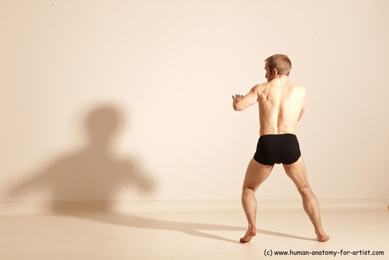 Underwear Martial art Man White Moving poses Athletic Short Blond Dynamic poses Academic