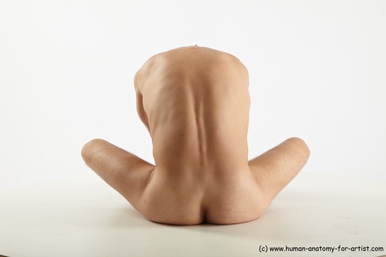 Nude Man White Sitting poses - simple Slim Short Brown Sitting poses - ALL Realistic