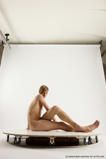 Nude Man White Sitting poses - simple Underweight Medium Brown Sitting poses - ALL Multi angles poses Realistic