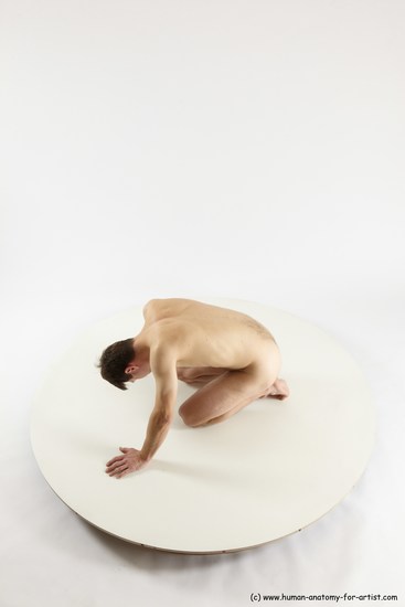 Nude Man White Kneeling poses - ALL Slim Short Brown Kneeling poses - on both knees Multi angles poses Realistic