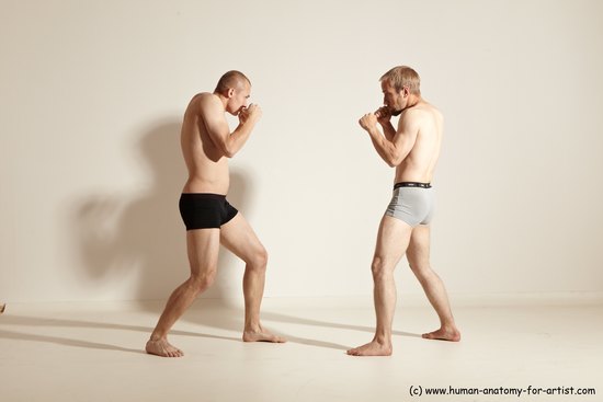 Underwear Martial art Man - Man White Moving poses Slim Short Blond Dynamic poses Academic