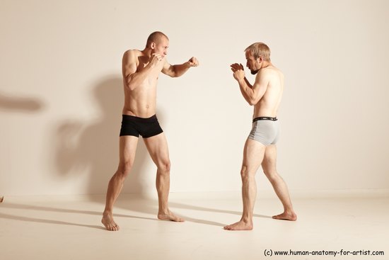 Underwear Martial art Man - Man White Moving poses Slim Short Blond Dynamic poses Academic