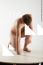 Nude Man White Kneeling poses - ALL Average Short Brown Kneeling poses - on one knee Realistic