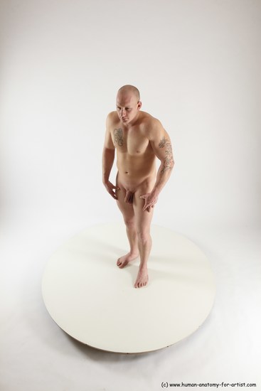 Nude Man White Standing poses - ALL Slim Bald Standing poses - simple Multi angles poses Realistic