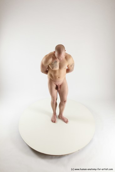 Nude Man White Standing poses - ALL Slim Bald Standing poses - simple Multi angles poses Realistic