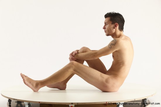 Nude Man White Sitting poses - simple Athletic Short Brown Sitting poses - ALL Multi angles poses Realistic