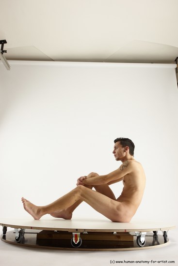 Nude Man White Sitting poses - simple Athletic Short Brown Sitting poses - ALL Multi angles poses Realistic