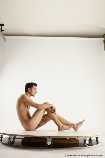 Nude Man White Sitting poses - simple Athletic Short Brown Sitting poses - ALL Multi angles poses Realistic