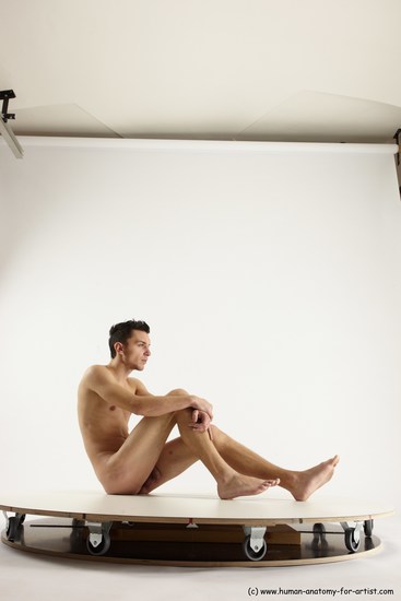 Nude Man White Sitting poses - simple Athletic Short Brown Sitting poses - ALL Multi angles poses Realistic