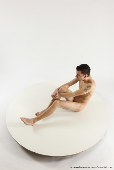 Nude Man White Sitting poses - simple Athletic Short Brown Sitting poses - ALL Multi angles poses Realistic