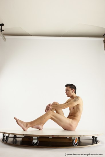 Nude Man White Sitting poses - simple Athletic Short Brown Sitting poses - ALL Multi angles poses Realistic