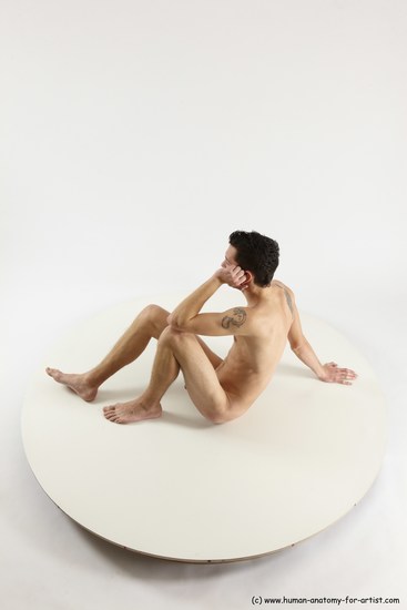 Nude Man White Sitting poses - simple Athletic Short Brown Sitting poses - ALL Multi angles poses Realistic