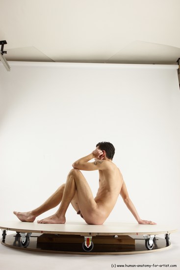 Nude Man White Sitting poses - simple Athletic Short Brown Sitting poses - ALL Multi angles poses Realistic