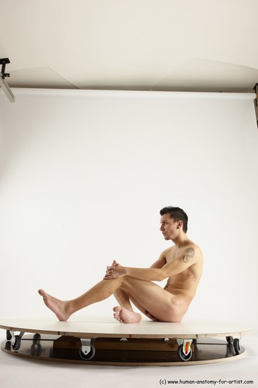 Nude Man White Sitting poses - simple Athletic Short Brown Sitting poses - ALL Multi angles poses Realistic