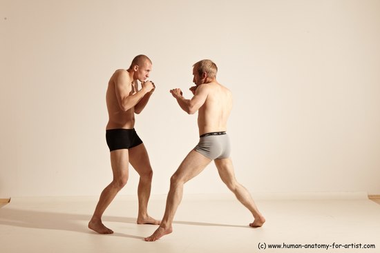 Underwear Martial art Man - Man White Moving poses Athletic Short Brown Dynamic poses Academic