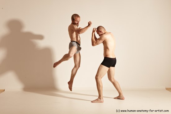 Underwear Martial art Man - Man White Moving poses Athletic Short Brown Dynamic poses Academic