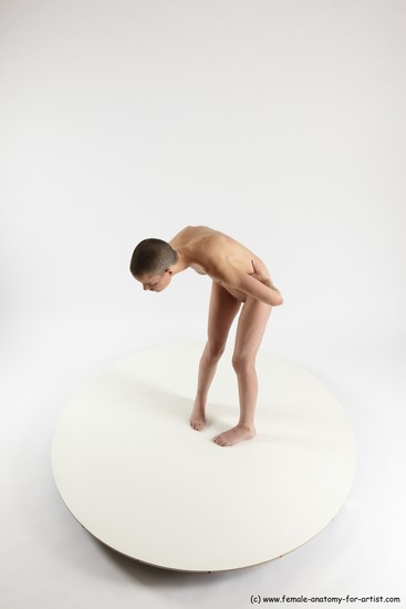 Nude White Standing poses - ALL Slim Bald Standing poses - bend over Multi angles poses Realistic