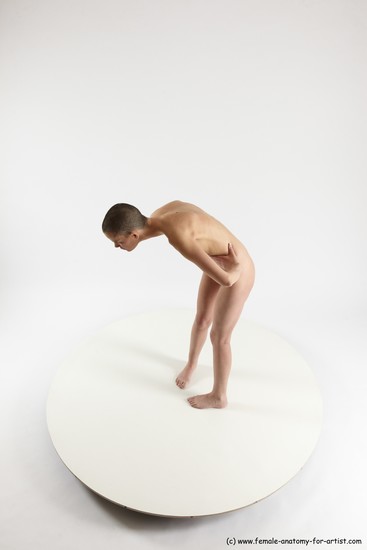 Nude White Standing poses - ALL Slim Bald Standing poses - bend over Multi angles poses Realistic