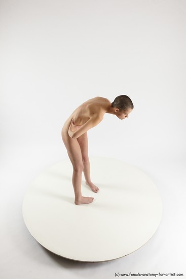 Nude White Standing poses - ALL Slim Bald Standing poses - bend over Multi angles poses Realistic