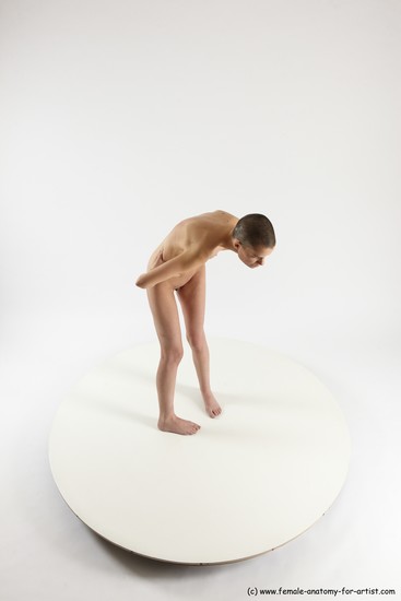 Nude White Standing poses - ALL Slim Bald Standing poses - bend over Multi angles poses Realistic