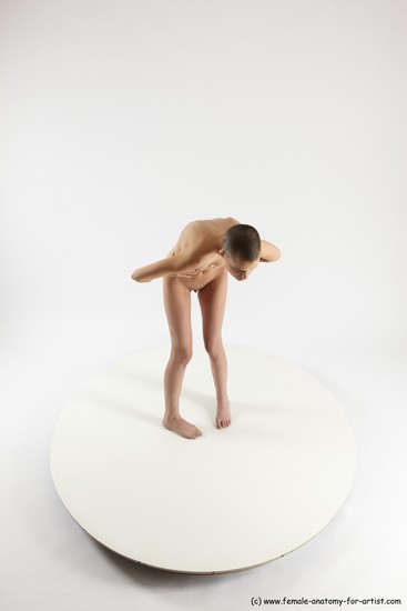 Nude White Standing poses - ALL Slim Bald Standing poses - bend over Multi angles poses Realistic