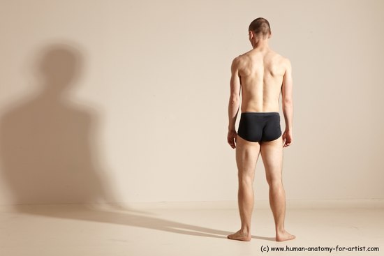 Underwear Gymnastic poses Man White Slim Bald Dancing Dynamic poses Academic