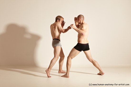 Underwear Martial art Man - Man White Moving poses Athletic Short Brown Dynamic poses Academic