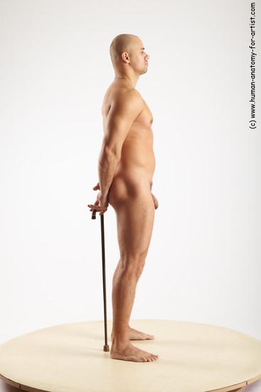 Nude Man White Standing poses - ALL Slim Bald Standing poses - simple Realistic