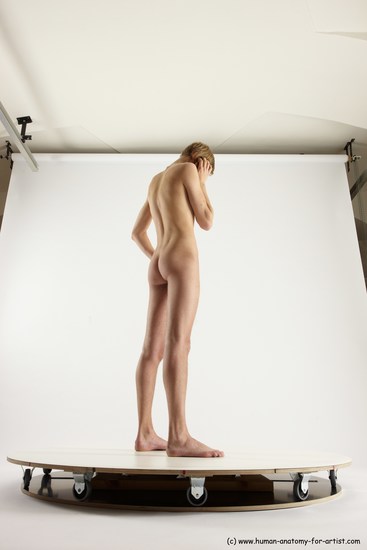 Nude Man White Standing poses - ALL Underweight Medium Brown Standing poses - simple Multi angles poses Realistic