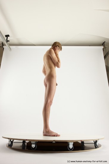 Nude Man White Standing poses - ALL Underweight Medium Brown Standing poses - simple Multi angles poses Realistic