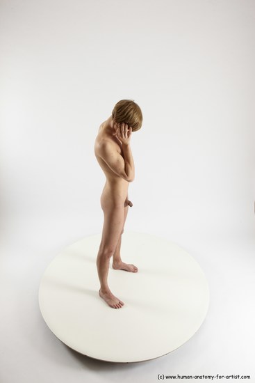 Nude Man White Standing poses - ALL Underweight Medium Brown Standing poses - simple Multi angles poses Realistic