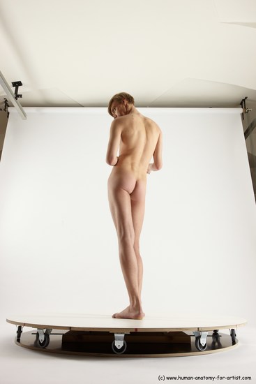 Nude Man White Standing poses - ALL Underweight Medium Brown Standing poses - simple Multi angles poses Realistic