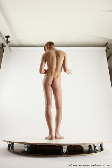 Nude Man White Standing poses - ALL Underweight Medium Brown Standing poses - simple Multi angles poses Realistic