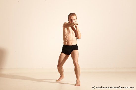 Underwear Martial art Man White Moving poses Slim Short Blond Dynamic poses Academic