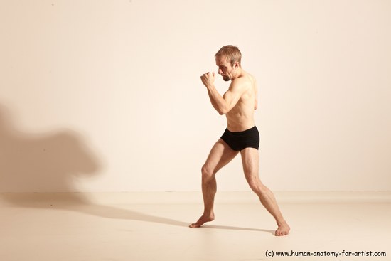 Underwear Martial art Man White Moving poses Slim Short Blond Dynamic poses Academic