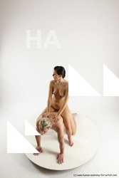 Nude Woman - Man White Kneeling poses - ALL Slim Long Blond Kneeling poses - on both knees Multi angles poses Realistic