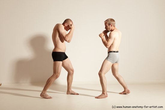 Underwear Martial art Man - Man White Moving poses Slim Short Blond Dynamic poses Academic