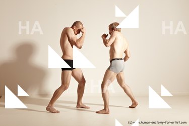 Underwear Martial art Man - Man White Moving poses Slim Short Blond Dynamic poses Academic