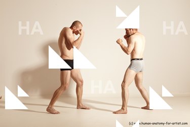 Underwear Martial art Man - Man White Moving poses Slim Short Blond Dynamic poses Academic