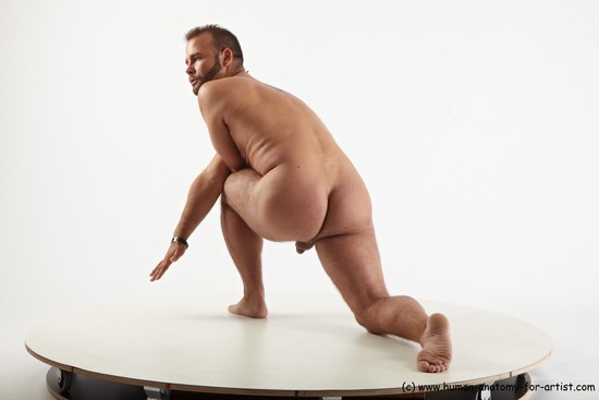 Nude Man White Kneeling poses - ALL Average Short Brown Kneeling poses - on one knee Realistic