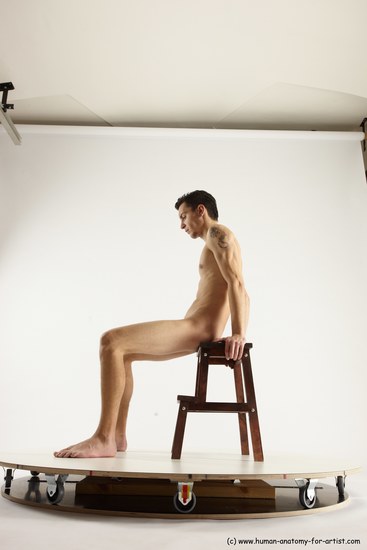 Nude Man White Sitting poses - simple Athletic Short Brown Sitting poses - ALL Multi angles poses Realistic