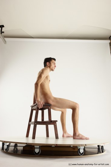 Nude Man White Sitting poses - simple Athletic Short Brown Sitting poses - ALL Multi angles poses Realistic