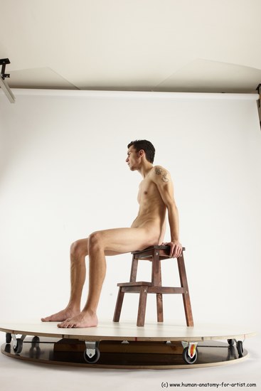 Nude Man White Sitting poses - simple Athletic Short Brown Sitting poses - ALL Multi angles poses Realistic