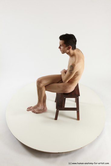 Nude Man White Sitting poses - simple Athletic Short Brown Sitting poses - ALL Multi angles poses Realistic