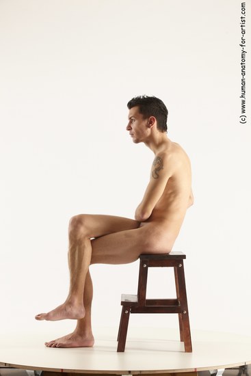 Nude Man White Sitting poses - simple Athletic Short Brown Sitting poses - ALL Multi angles poses Realistic