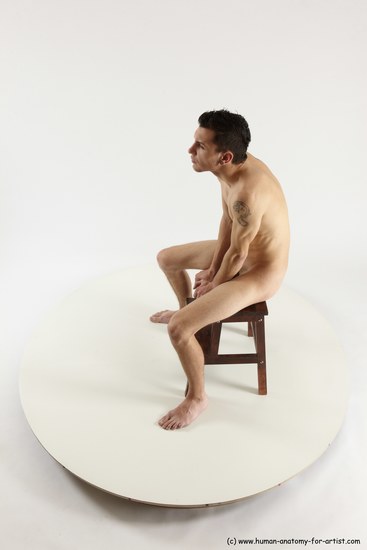 Nude Man White Sitting poses - simple Athletic Short Brown Sitting poses - ALL Multi angles poses Realistic