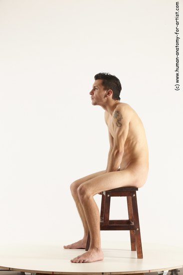 Nude Man White Sitting poses - simple Athletic Short Brown Sitting poses - ALL Multi angles poses Realistic