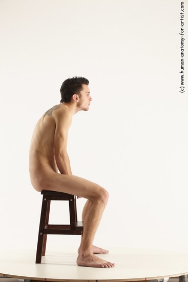 Nude Man White Sitting poses - simple Athletic Short Brown Sitting poses - ALL Multi angles poses Realistic