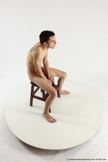 Nude Man White Sitting poses - simple Athletic Short Brown Sitting poses - ALL Multi angles poses Realistic